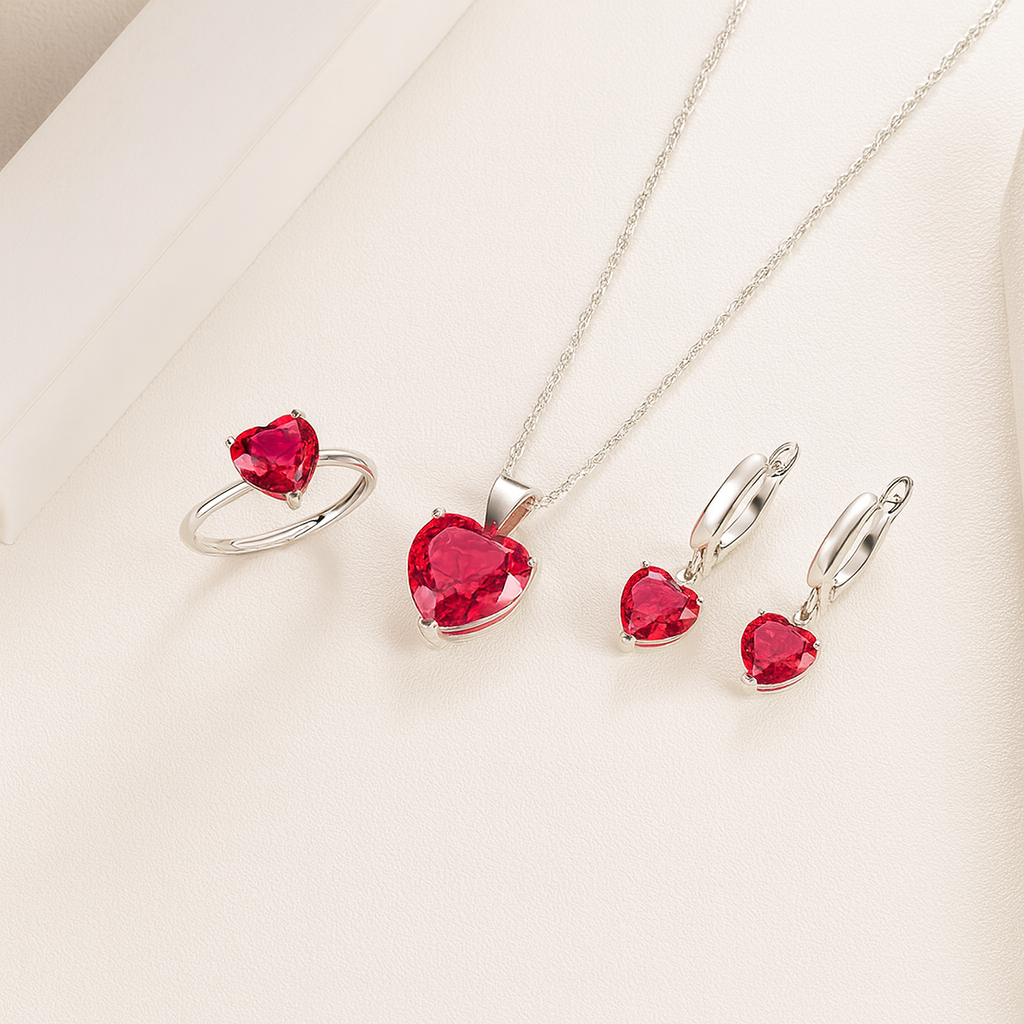 Set Brillo Carmesí Plata S925