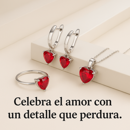 Set Brillo Carmesí Plata S925